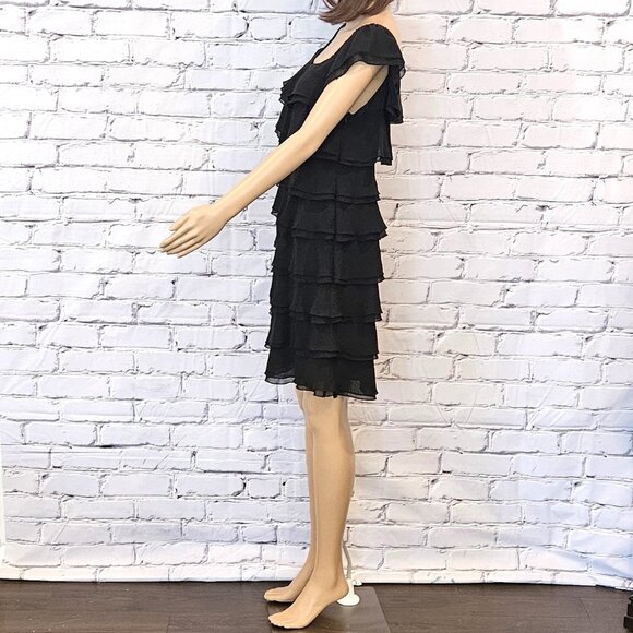 LBD!!! WHITE HOUSE BLACK MARKET, Black tiered ruffle cocktail dress - Picture 8 of 11